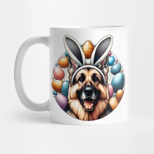 German Shepherd Dog Welcomes Easter with Bunny Ears Mug